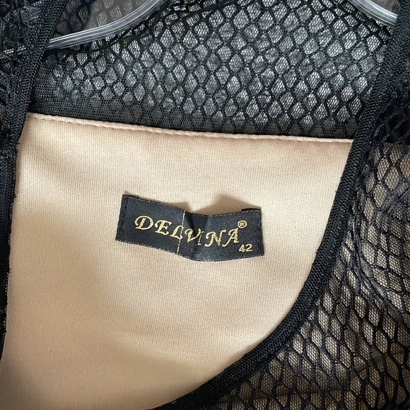 NWT MAXI DRESS 👗 DELVINA. Black Mesh/ Gold/ Blue. Size European 42(American 10) - Picture 6 of 8